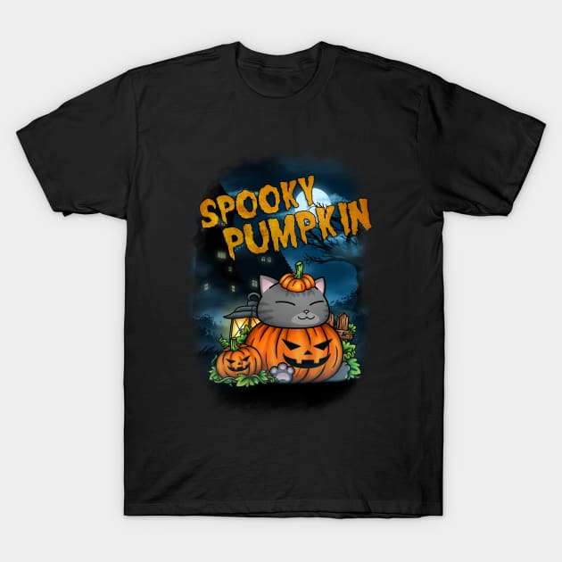 Halloween Pumpkin Cat T-Shirt by Takeda_Art